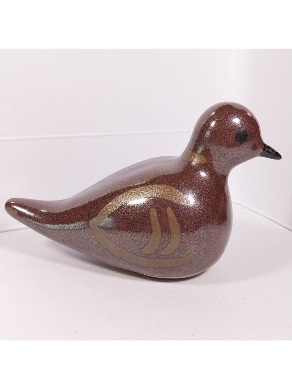 Vintage Signed TEKA Artisan Studio Pottery Bird Dove Statue 1980s